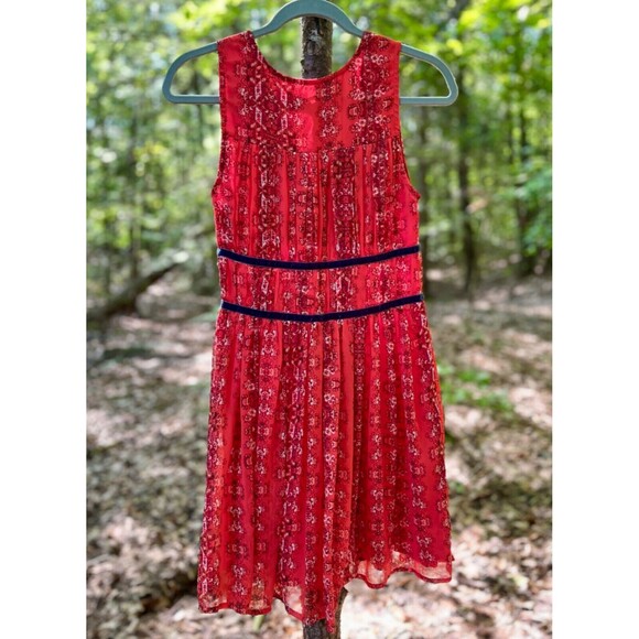 Abercrombie & Fitch Babydoll Red Floral Y2K Mini Dress Valentines Day Womens S - Picture 2 of 11